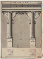 Studie einer ionischen Arkade mit Piedestal nach Vignola und Palladio, Aufriß und Schnitt