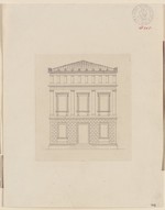 Entwurf für ein zweigeschossiges Landhaus mit Loggia im Mezzaningeschoß, Studienblatt, Aufriß