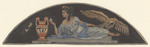 Lünettenförmige Darstellung einer liegenden Frau mit Adler, Schmetterlingen und Amphore. Entwurf für die Ausmalung der Stadthalle in Kassel